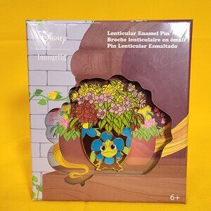 Loungefly Disney Tangled Rapunzel Pascal Flowers Lenticular 3" LE Enamel Pin NEW